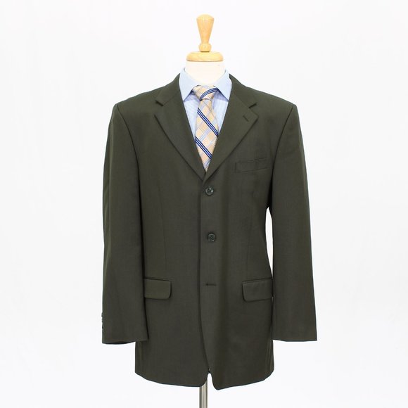 Jones New York 42L Green Solid 3-Button Sport Coat Blazer Jacket O641 - Picture 1 of 11